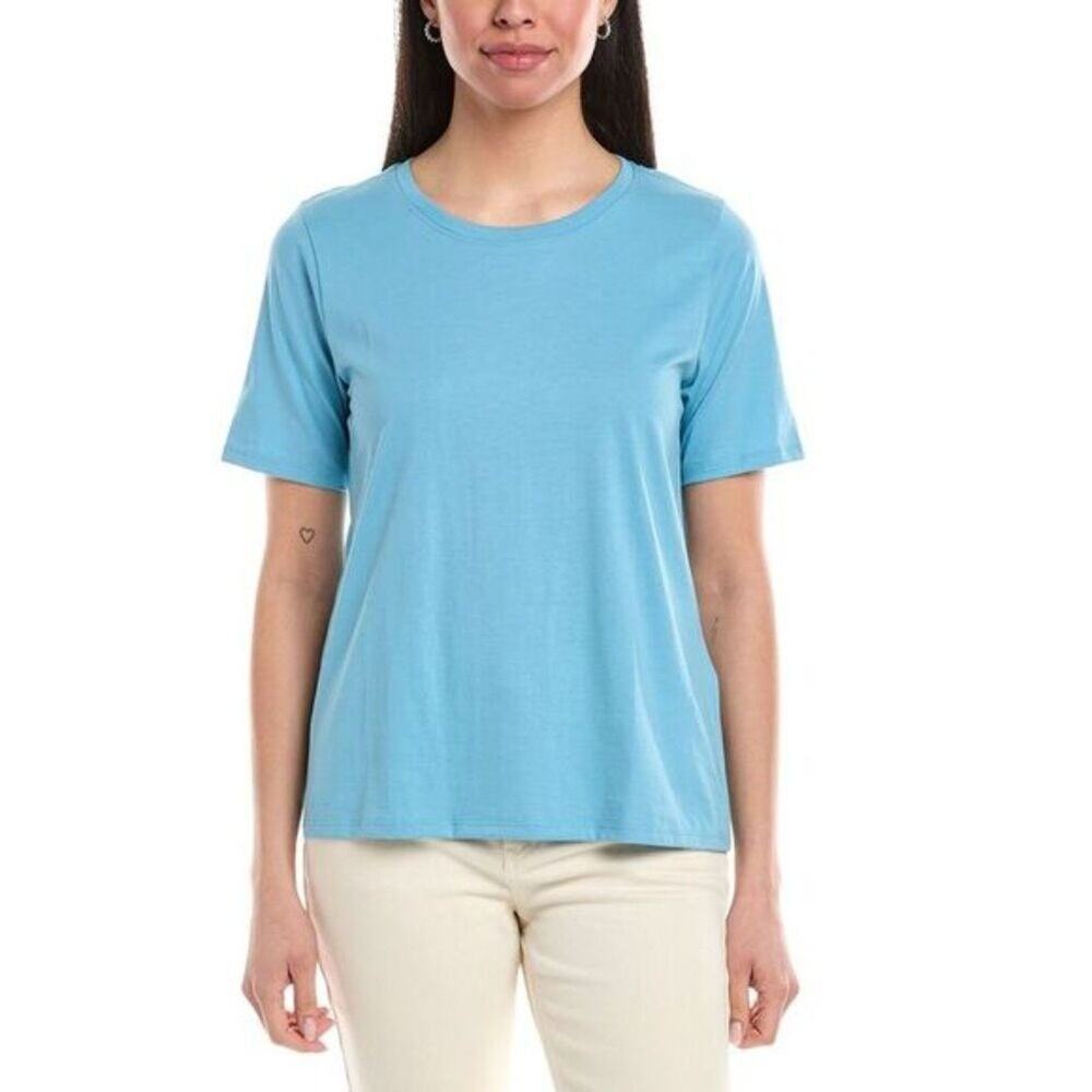 Eileen Fisher Organic Cotton Slubby Jersey Tee Blue Size XXS NWT